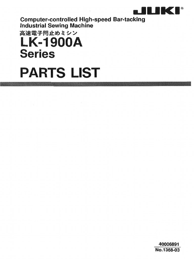 Partslist Juki LK1900A PDF PDF