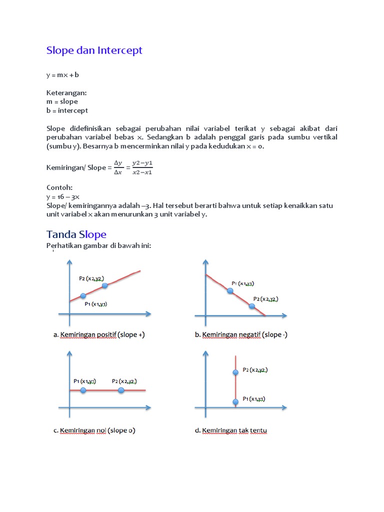 Slope dan Intercept dalam Persamaan Linier | PDF | Metode & Bahan Ajar