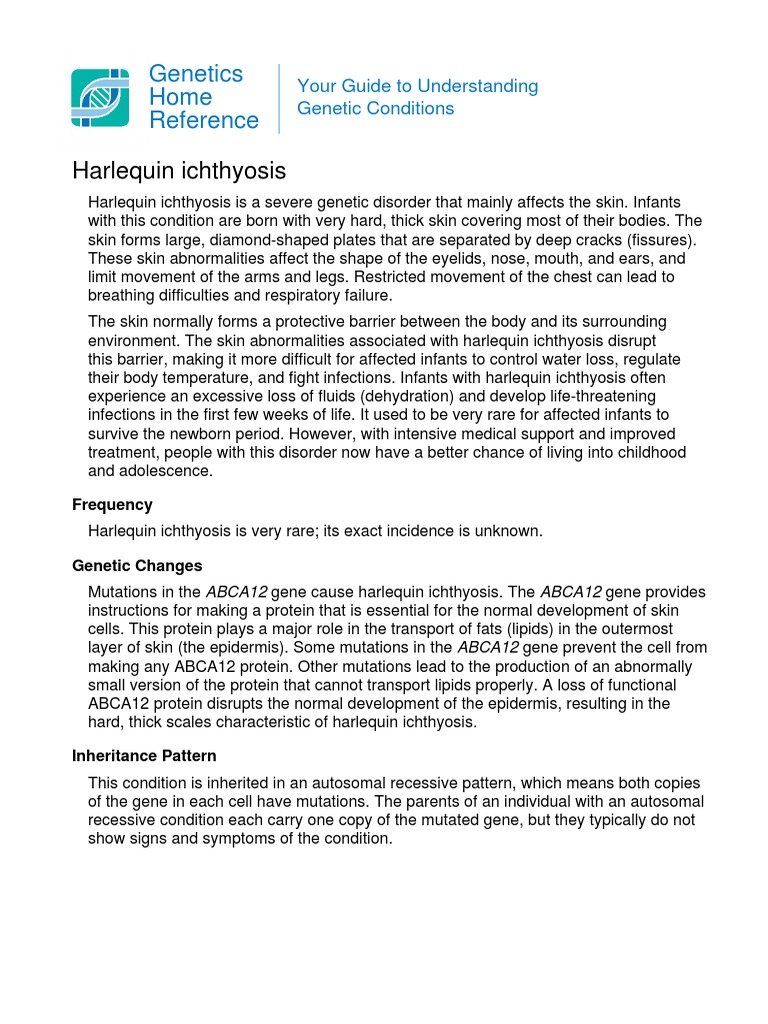 Harlequin Ichthyosis | PDF | Genetic Disorder | Genetics