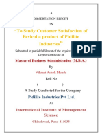 A Project Report On Customer Satisfaction and Consumer Buying Behaviour of Pidilite Company