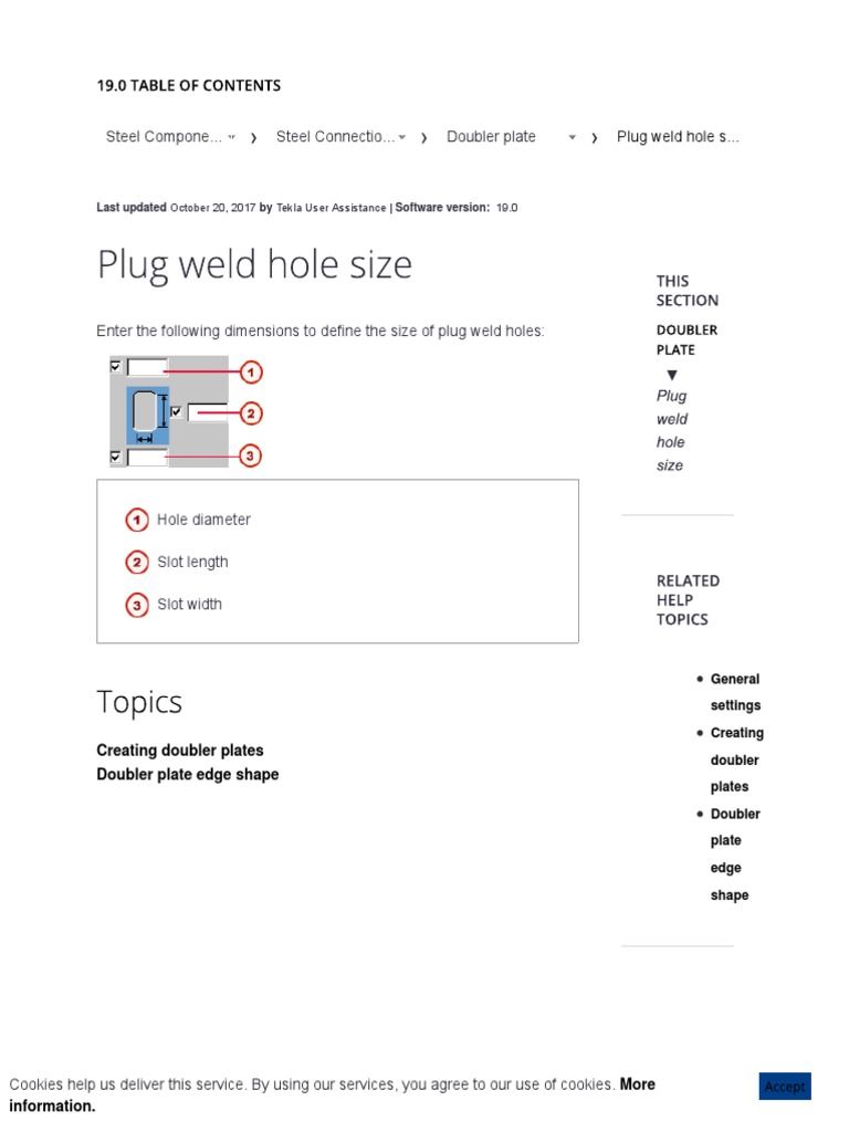 Plug Weld Hole Size Tekla User Assistance PDF