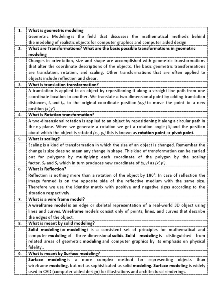 CAD CAM Viva Questions | Spline (Mathematics) | Space