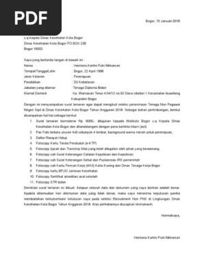 Surat Lamaran Dinkes Bogor Pdf