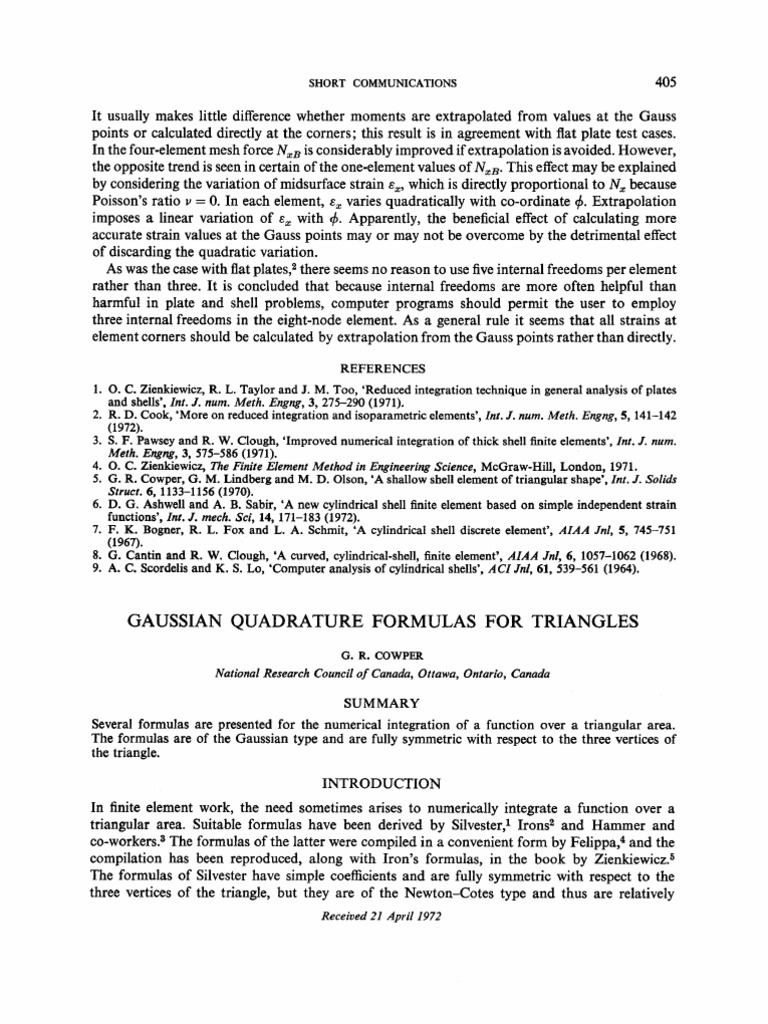 Gaussian Quadrature Formulas For Triangles PDF Equations Triangle