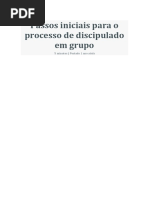 Passos Iniciais Para o Processo de Discipulado Em Grupo