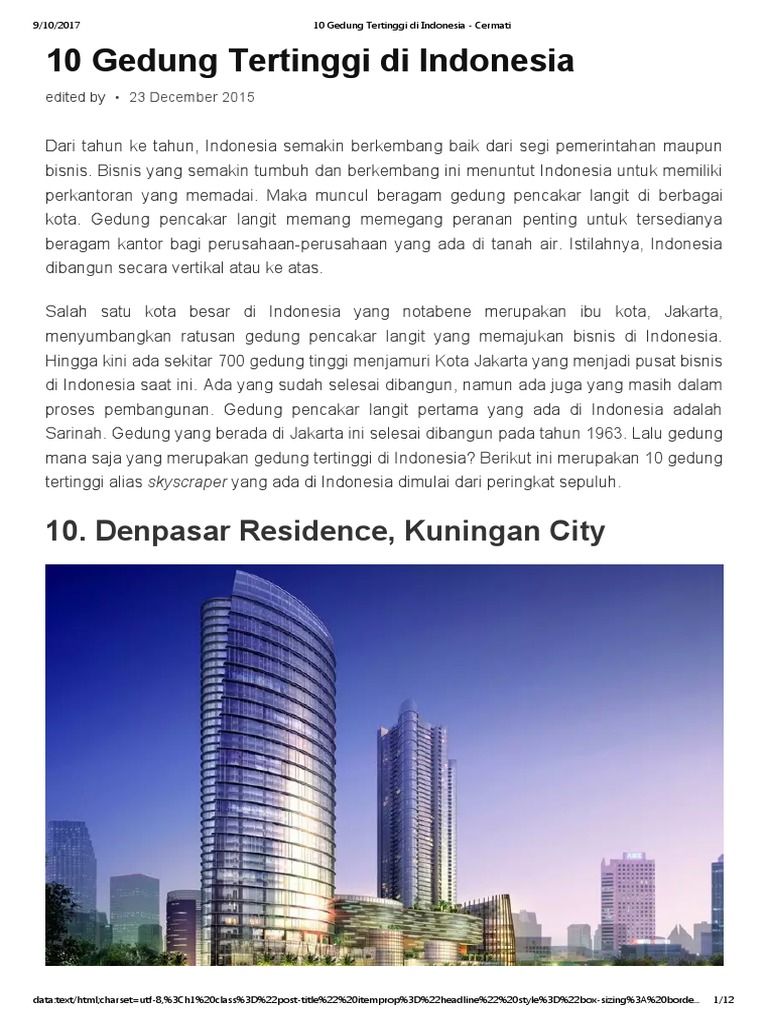 10 Gedung Tertinggi Di Indonesia Cermati