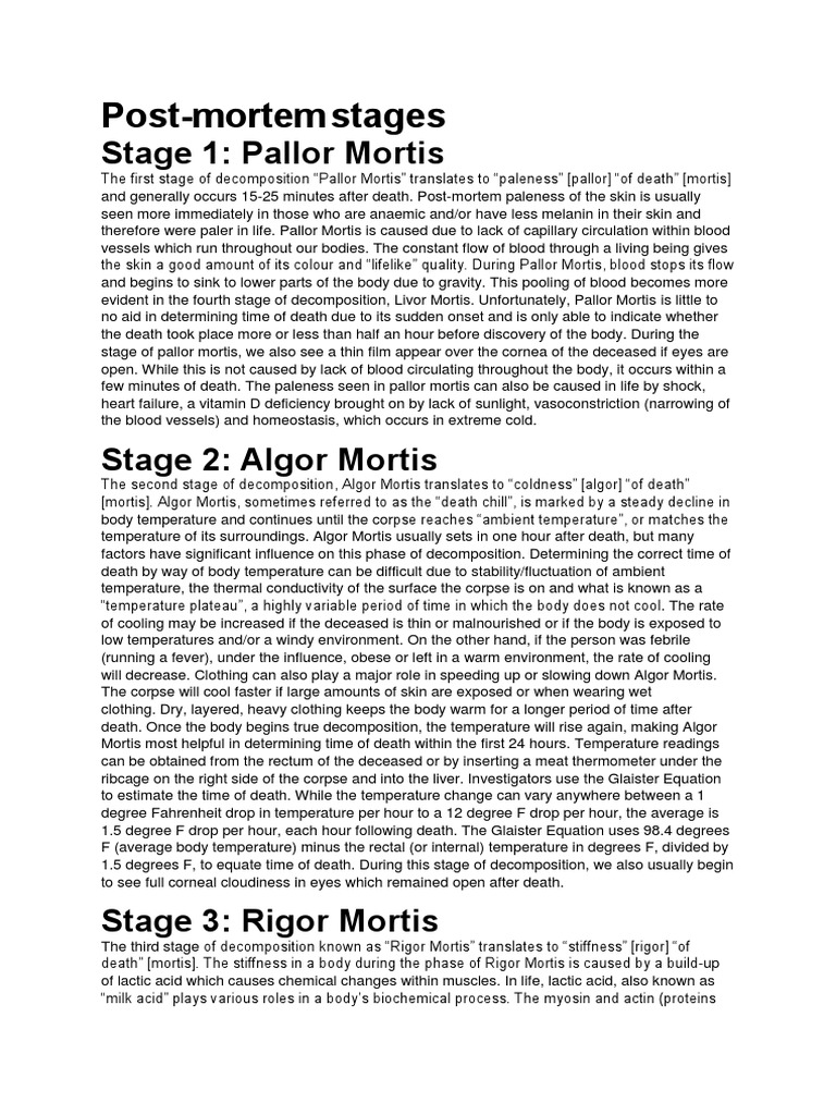 Postmortem Changes | PDF | Decomposition | Nature