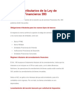 Aspectos Tributarios de La Ley de Servicios Financieros 393