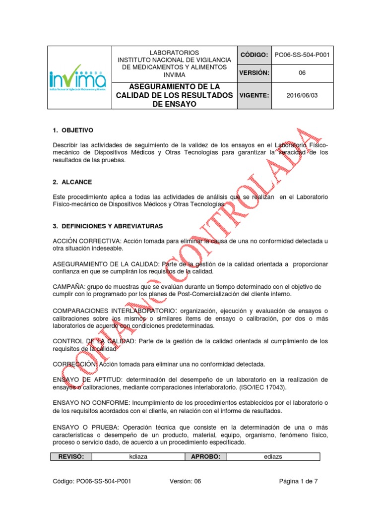 Aseguramiento de Calidad en Ensayos | PDF | Calidad (comercial ...