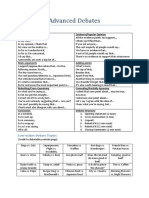 Advanced Debates Phrase Sheet Topics