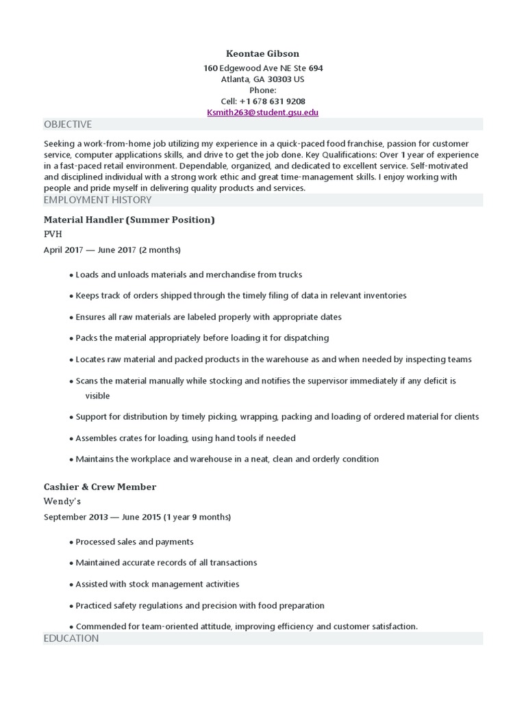 Gsu Resume PDF