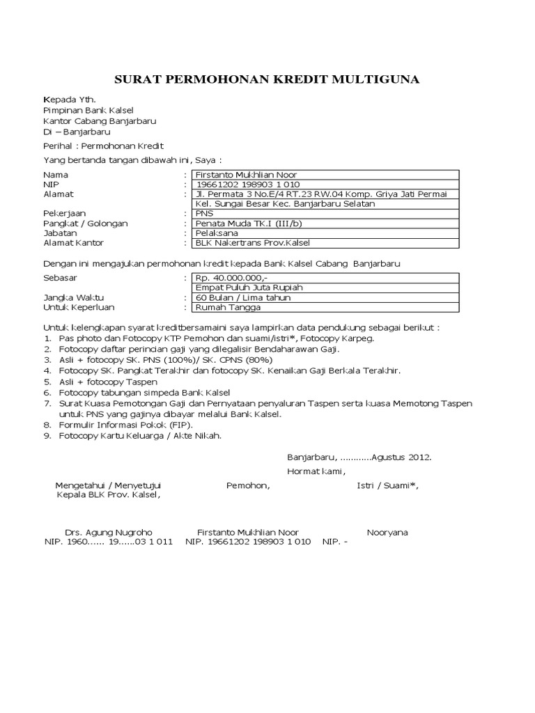 Surat Pengajuan Gaji Bulanan - Guru Paud