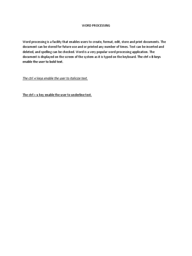 The ctrl i keys enable the user to italicize text pdf