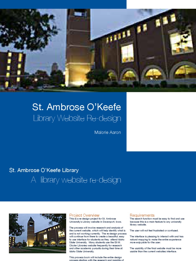 ST Ambrose Library site Redesign Specification PDF Libraries