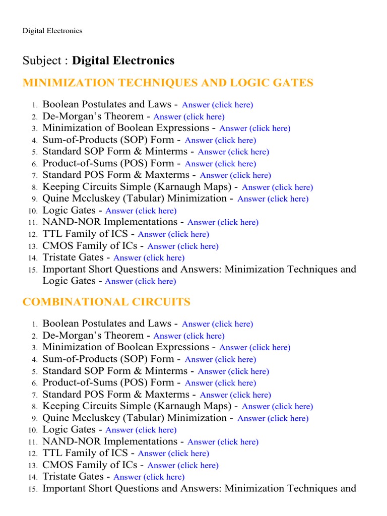 Digital Electronics: Logic Gates & Minimization | PDF | Digital ...