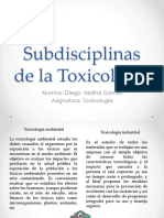 Subdisciplinas de La Toxicología