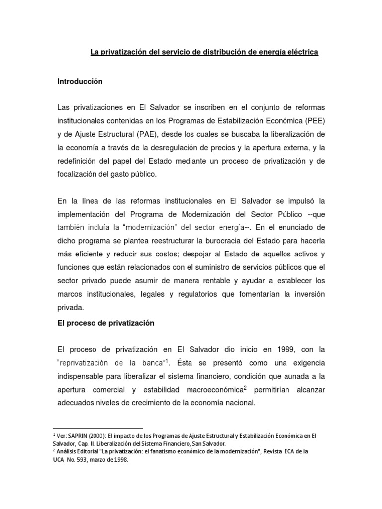 La Privatización de Energía Eléctrica | PDF | Privatización | Empresa ...