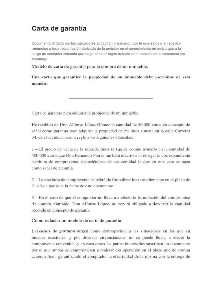 Carta de Garantía Bancos Carta de crédito