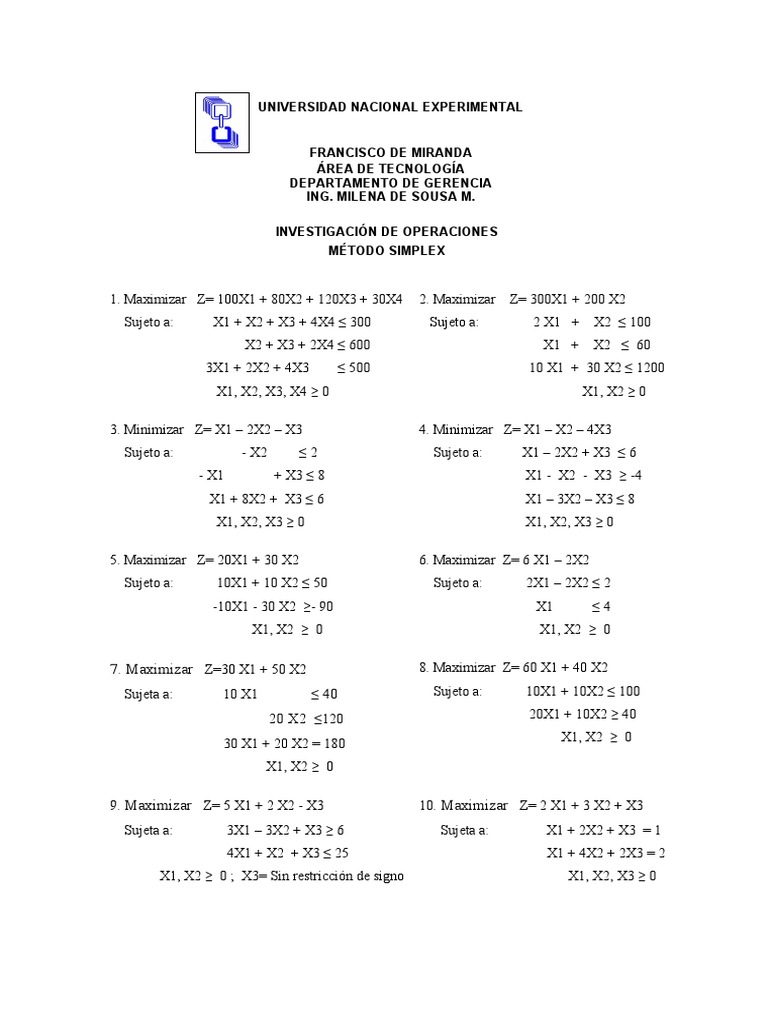 Simplex Method Operations Research Examples | PDF