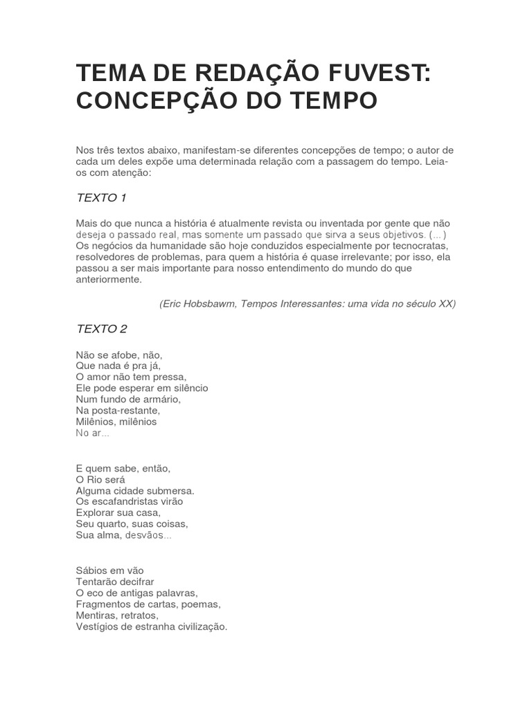 Tema de Redação Fuvest | PDF