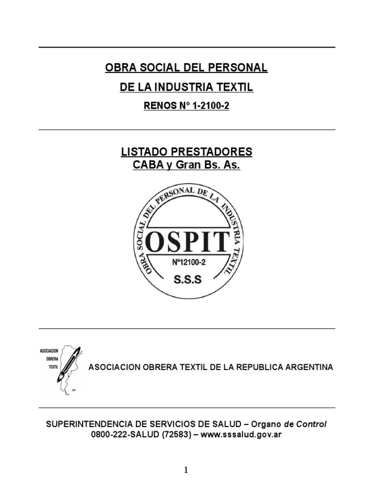 Cartilla Ospit Capital Gba | PDF | Cuidado de la salud | Medicina