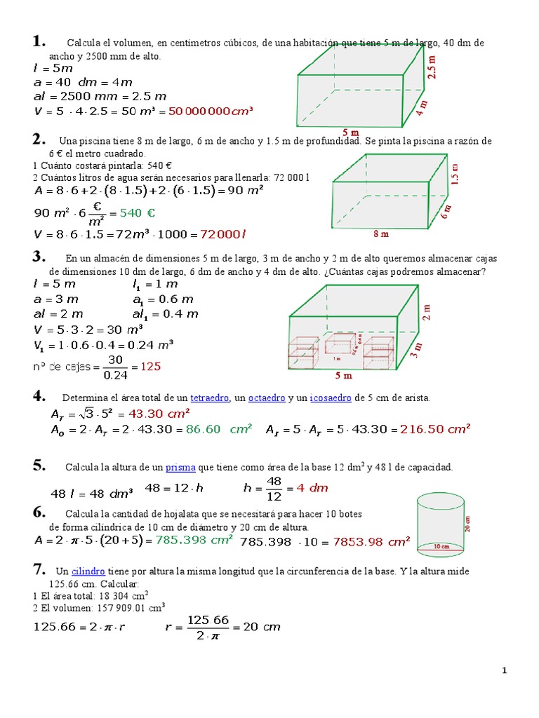 1 Litro Cuantos Cm Cubicos Son Calcula El Volumen | PDF
