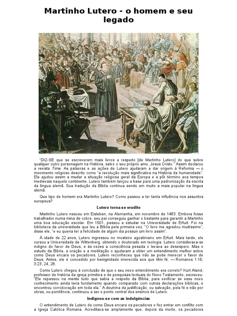 Martinho Lutero o Homem e Seu Legado PDF | PDF | Martinho Lutero ...