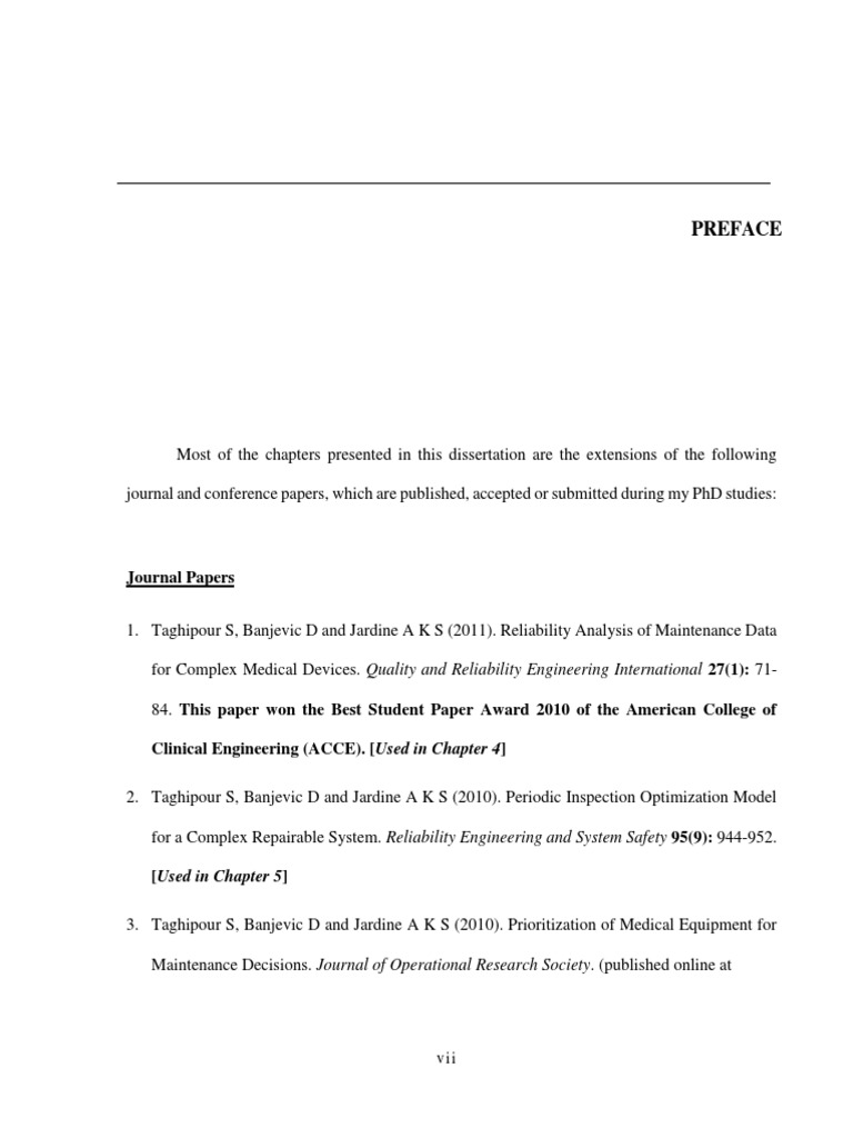 Preface: Journal Papers | PDF | Reliability Engineering | Systems Science
