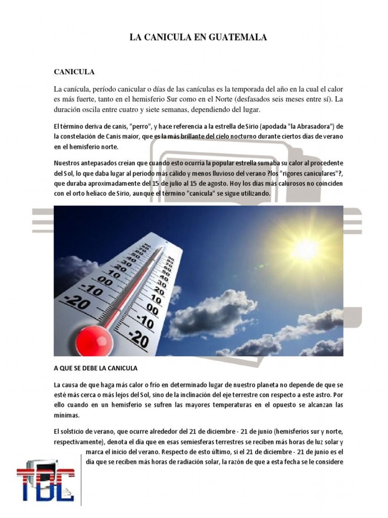 La Canicula en Guatemala PDF Clima Geografía Física