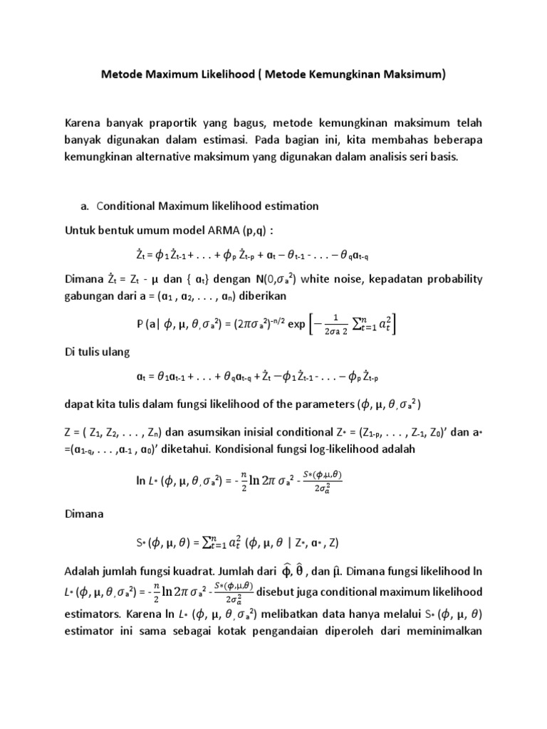 Estimasi Likelihood Maksimum ARMA | PDF | Metode & Bahan Ajar | Sains ...