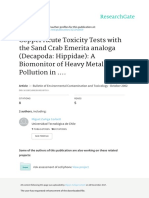 Copper Acute Toxicity Tests With The Sand Crab Emerita Analoga (Decapoda: Hippidae) : A Biomonitor of Heavy Metal Pollution in ...