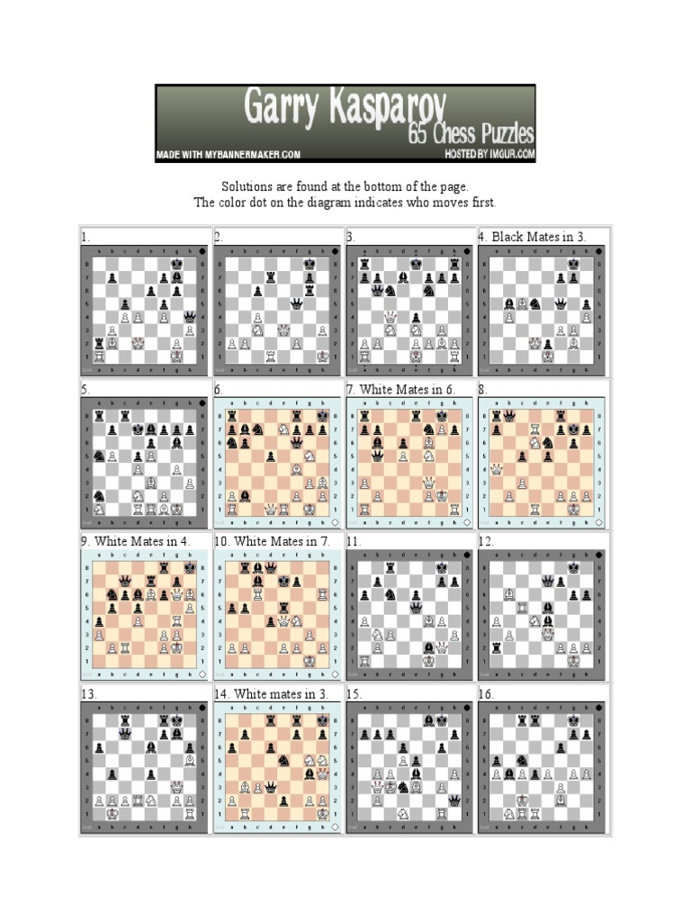 Chess Puzzles with Solutions | PDF | Chess Theory | Abstract Strategy Games