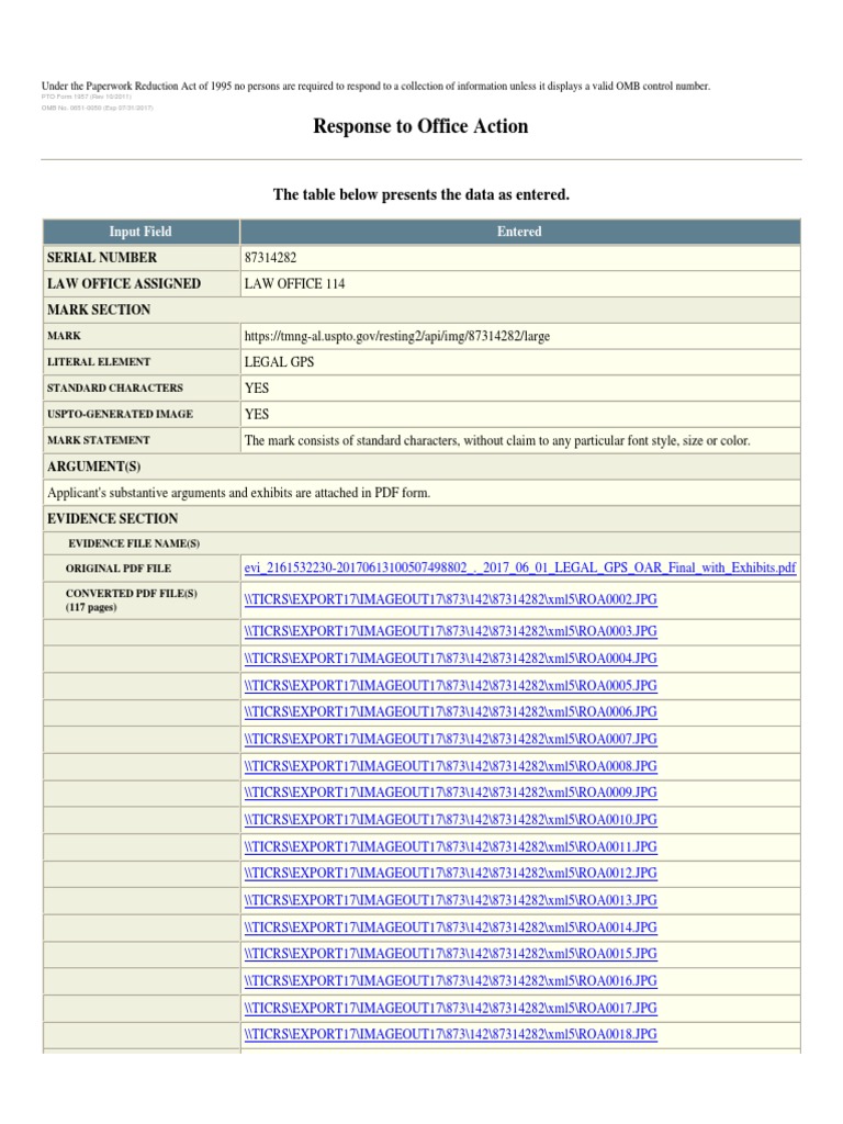 USPTO Office Action Response Overview | PDF | Websites | Application ...