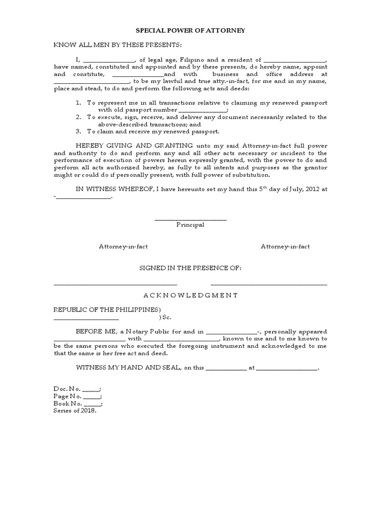 Special Power of Attorney | PDF