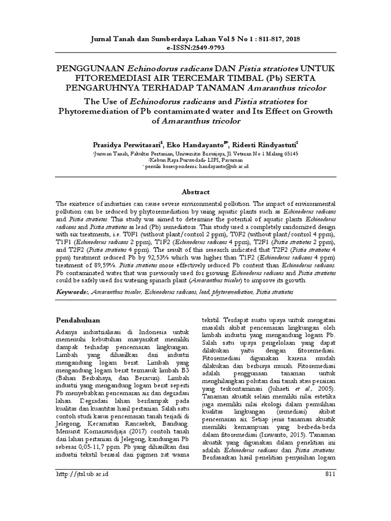Jurnal Tanah Dan Sumberdaya Lahan Vol 5 No 1: 811-817, 2018 e-ISSN:2549 ...