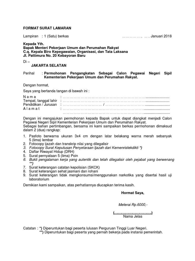 Format Surat Lamaran