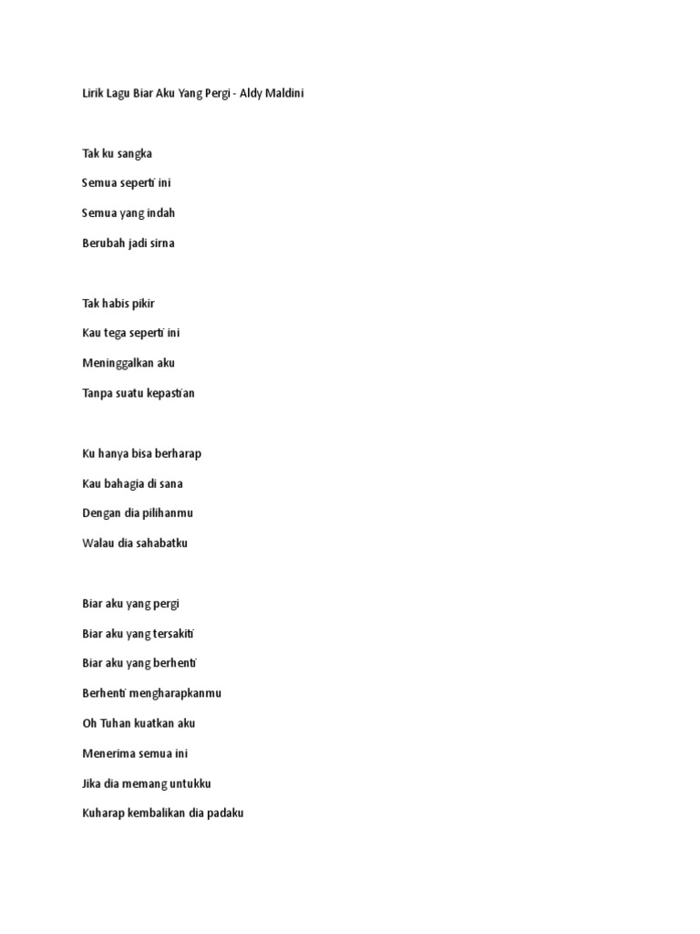 Lirik Lagu Biar Aku Yg Pergi