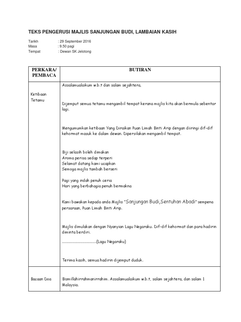 Teks Pengacara Majlis Persaraan Pdf