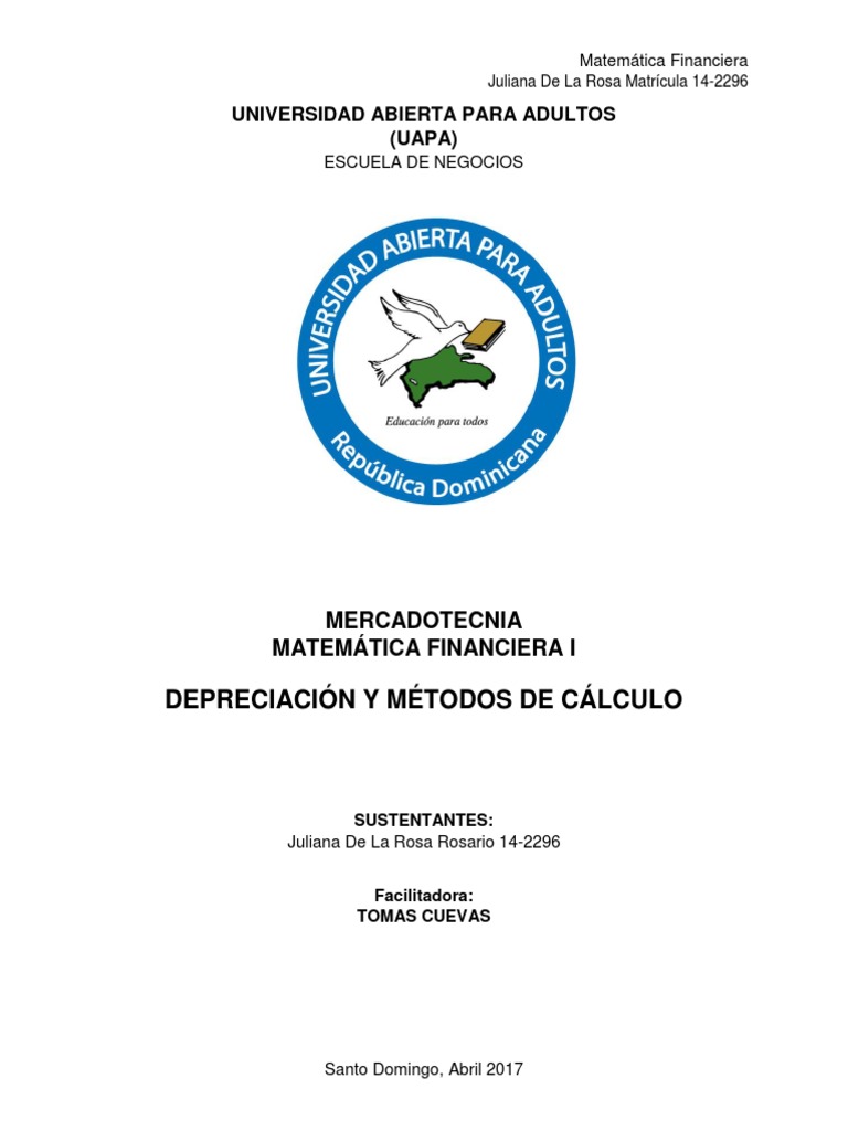 Practica de Matematica Financiera I | PDF | Depreciación | Costo