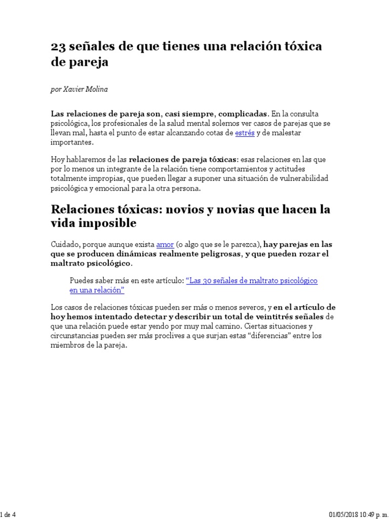 23 Señales de Que Tienes Una Relación Tóxica de Pareja-1 | PDF | Abuso ...
