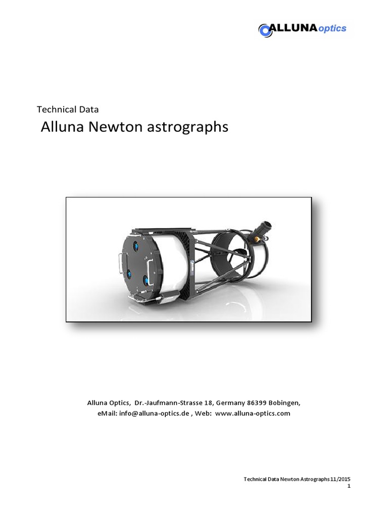 Alluna TechnicalData Astrographs English Download Free PDF