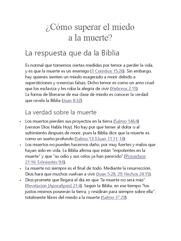 Superar el miedo a la muerte según la Biblia | PDF | Historia ...