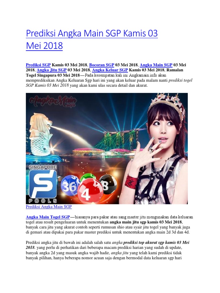 Prediksi Angka Main Sgp Kamis 03 Mei 2018 | Pdf