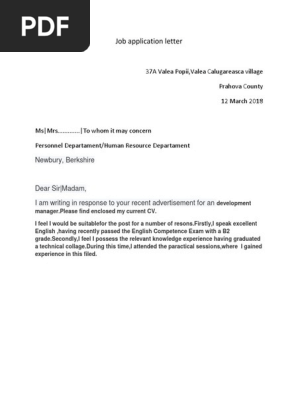 Job Application Letter