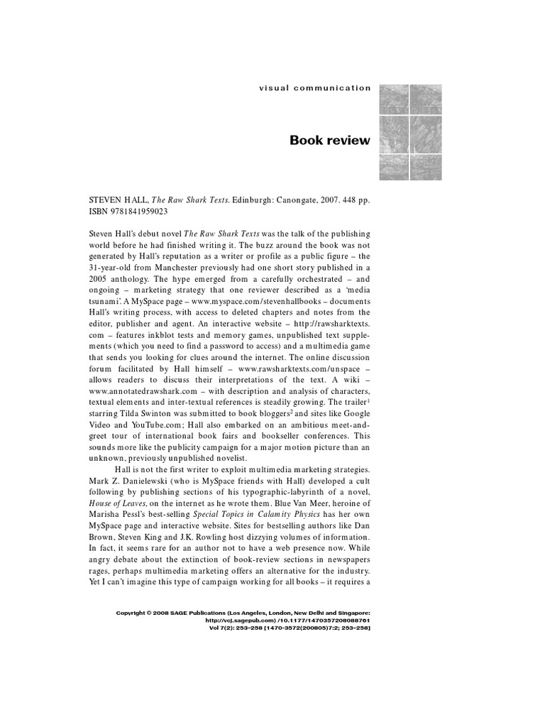 STEVEN HALL, The Raw Shark Texts Book Review PDF Publishing Novels