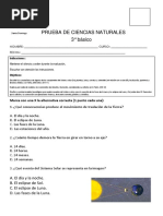 Prueba El Sistema Solar y Fases Lunares