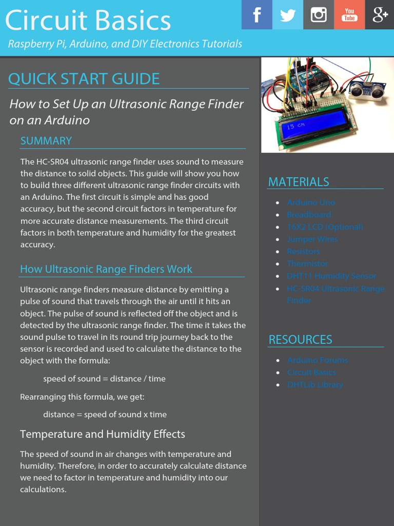 (QUICK START GUIDE) Set Up An Ultrasonic Range Finder On An Arduino ... Circuit Diagram