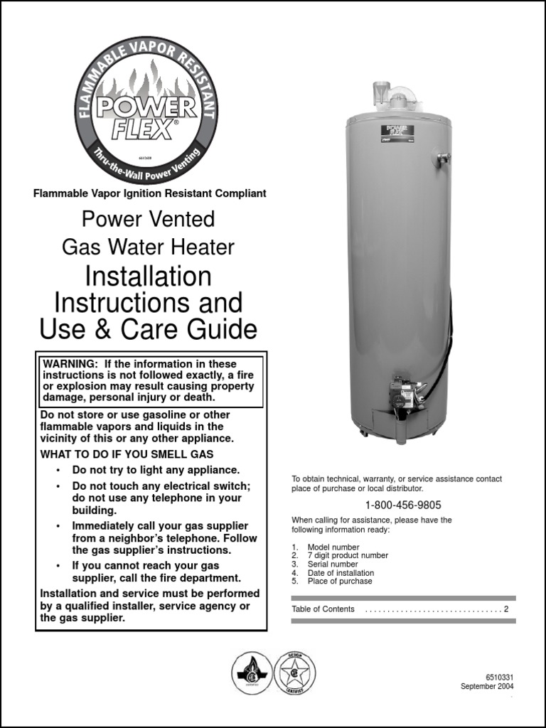 American Residential Gas Water Heater Power Vent With FVIR PDF Hvac