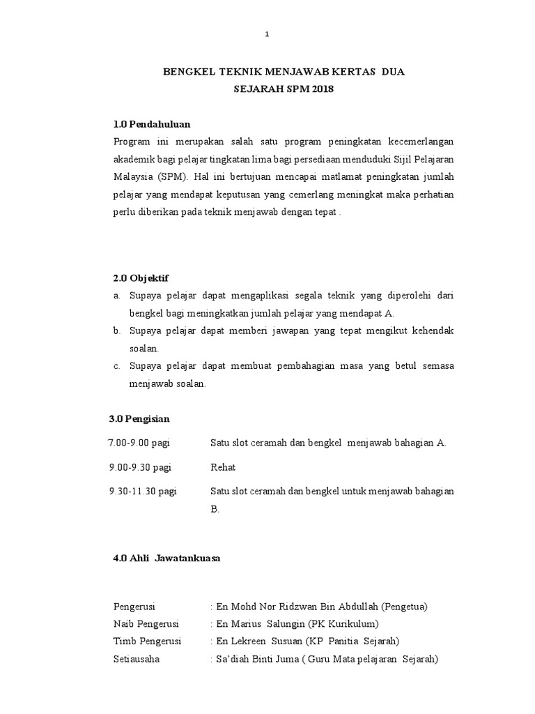 Kertas Kerja Program Peningkatan Akademik