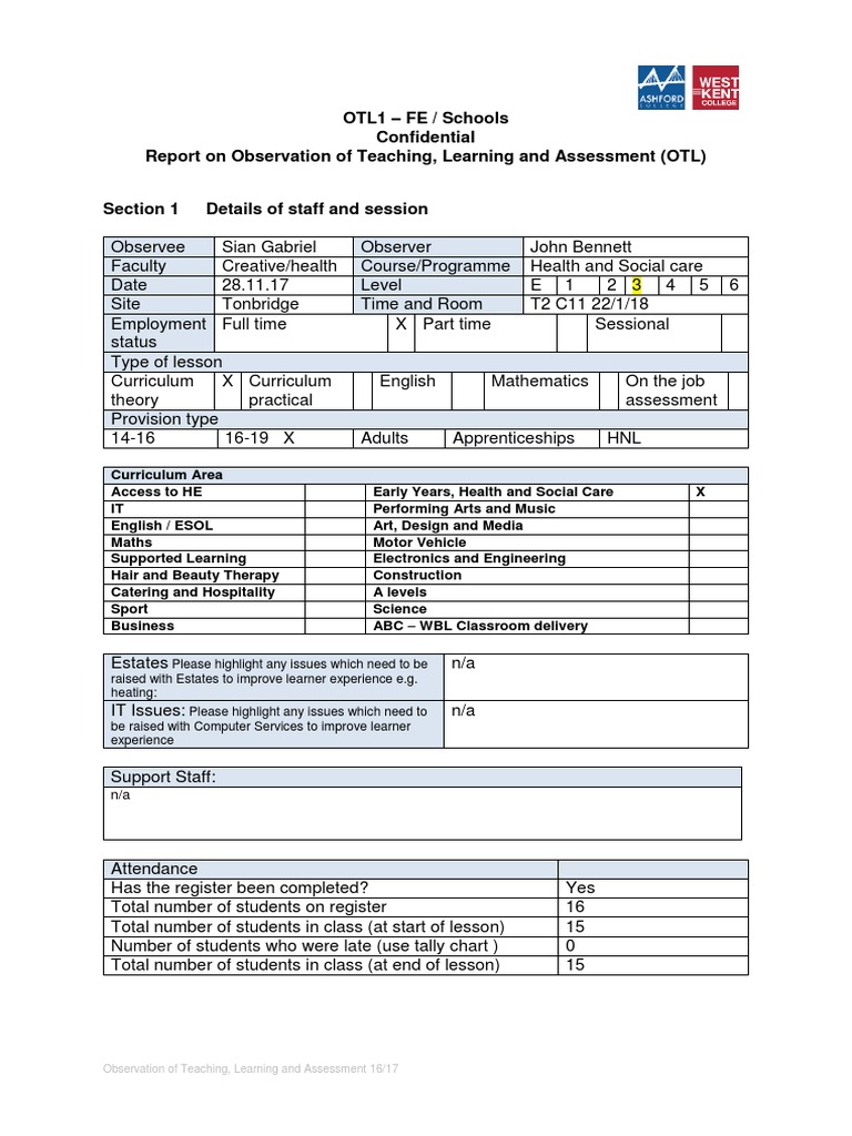 OTL1 Sian Gabriel John Bennett | PDF | Educational Assessment ...